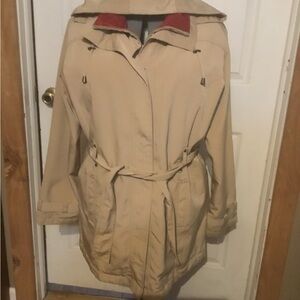 Basic Editions womens XL double layer trench coat tan